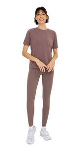 FREE MB JACQUARD RIBBED LEGGING DEEP TAUPE