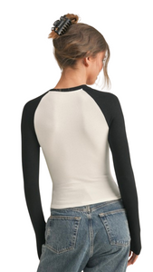 FREE KIM RAGLAN LONG SLEEVES TANK TOP WHITE/BLACK