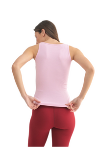 FREE MB SQUARE NECK MICRO RIBBED TANK TOP COOL PINK