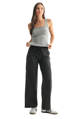 FREE MB SQUARE NECK MICRO RIBBED TANK TOP HEATHER GREY