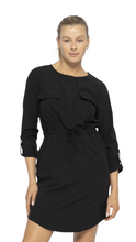 Cargar imagen en el visor de la galería, FREE MB STRETCH WOVEN SCOOP NECK DRESS BLACK