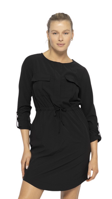 FREE MB STRETCH WOVEN SCOOP NECK DRESS BLACK