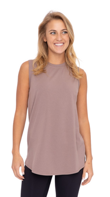FREE MB NOTCHED FLOWY TANK TOP  DEEP TAUPE