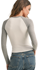 FREE KIM RAGLAN LONG SLEEVES TANK TOP WHITE/GREY