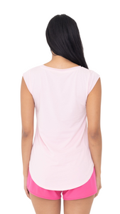 FREE MB V NECK TANK TOP WITH CURVED HEM PINK