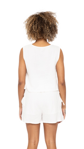 FREE MB COTTON GAUZE SIDE TIE TANK TOP WHITE