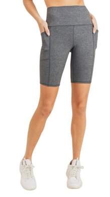 FREE MB TAPERED BAND ESSENTIAL BIKER SHORT HEATHER GREY
