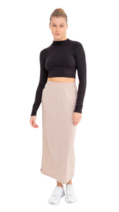 FREE MB MIDRISE ADJUSTABLE CARGO MAXI SKIRT TAUPE