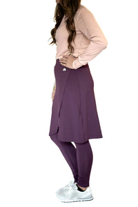 SNOGA ANKLE FAUX WRAP SKIRT LEGGING PLUM