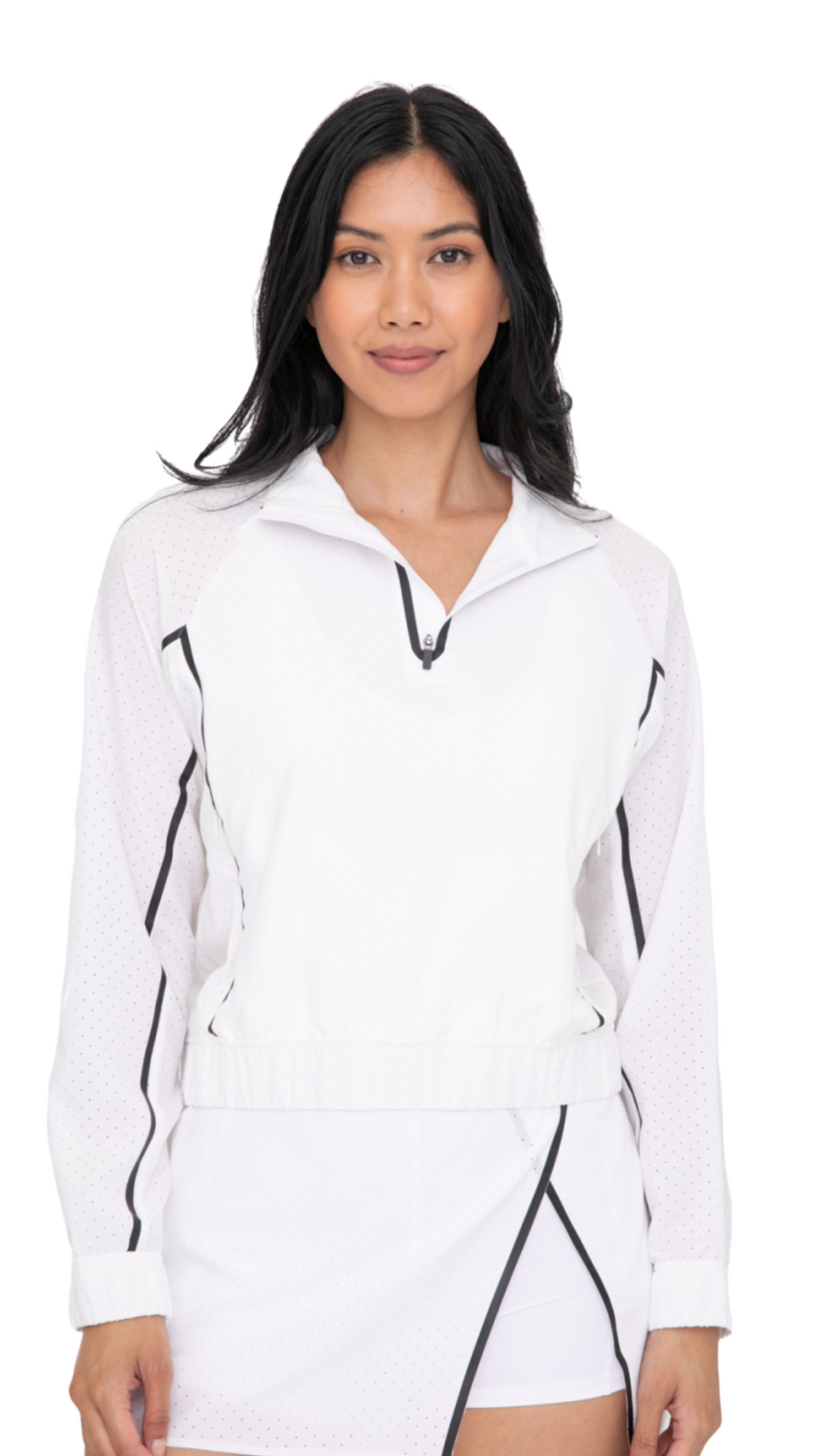 FREE MB MOCK NECK HALF ZIP TENNIS JACKET WHITE