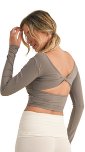 FREE KIM TWIST BACK LONG SLEEVES TANK TOP TAUPE