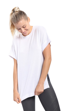 FREE MB SHORT SLEEVE TANK TOP WITH SIDE SLITS WHITE