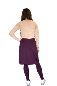 SNOGA ANKLE FAUX WRAP SKIRT LEGGING PLUM