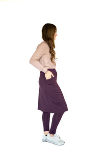 SNOGA ANKLE FIT SKIRT LEGGING 22” EGGPLANT