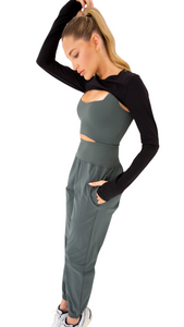 FREE MB KEYHOLE CUT OUT ACTIVE JUMPSUIT URBAN GREY