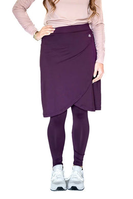 SNOGA ANKLE FAUX WRAP SKIRT LEGGING PLUM