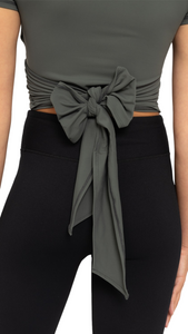 FREE MB ACTIVE RUCHED TOP WITH BOW URBAN GREY