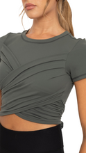 Cargar imagen en el visor de la galería, FREE MB ACTIVE RUCHED TOP WITH BOW URBAN GREY