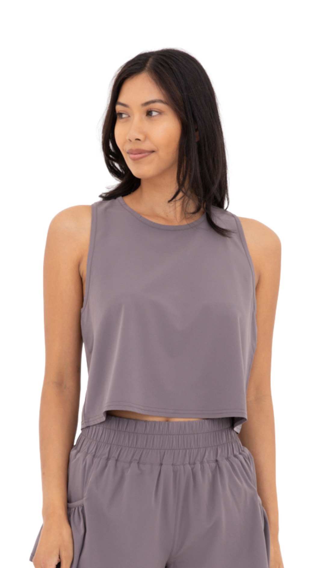 FREE MB DRAPEY CROPPED ACTIVE TANK GREY