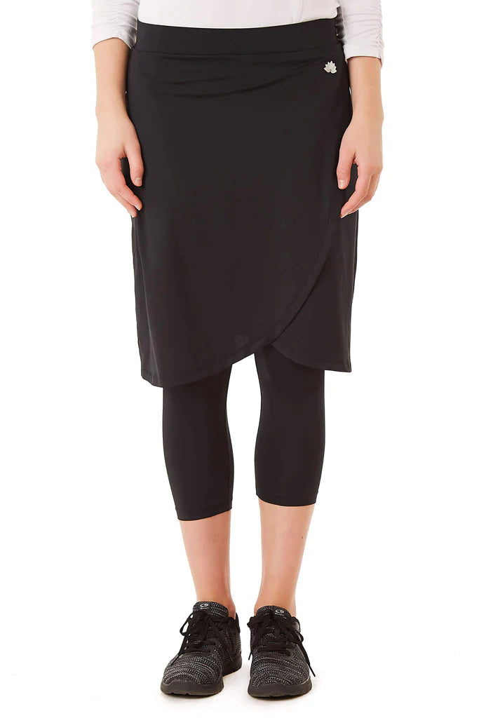 SNOGA FAUX WRAP 22” SKIRT LEGGING BLACK