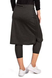 SNOGA CROPPED SHIRT TAIL SKIRT LEGGING BLACK HEATHER