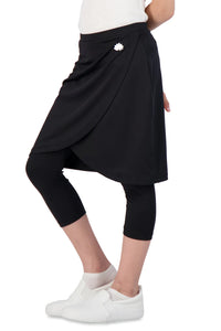 SNOGA GIRLS FAUX WRAP SKIRT LEGGING BLACK