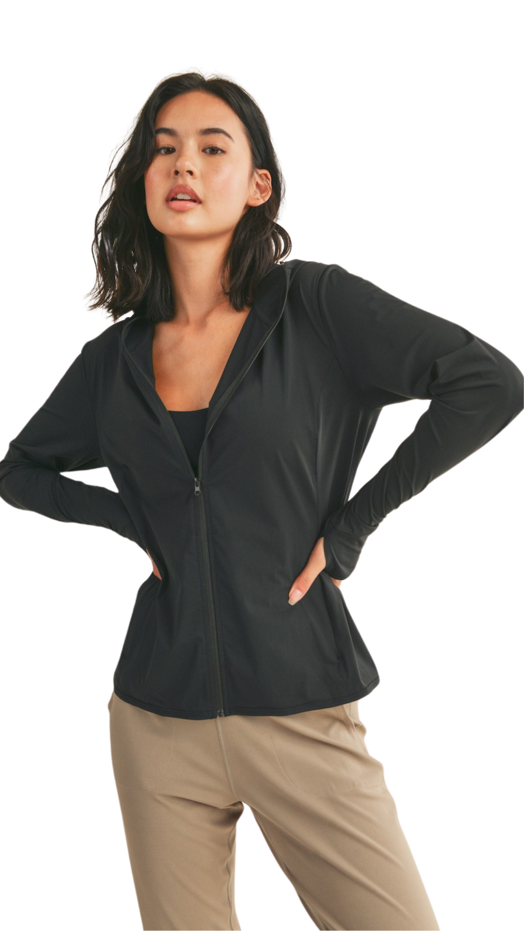 FREE KIM LIGHTWEIGHT ZIPPER HOODIE JACKET