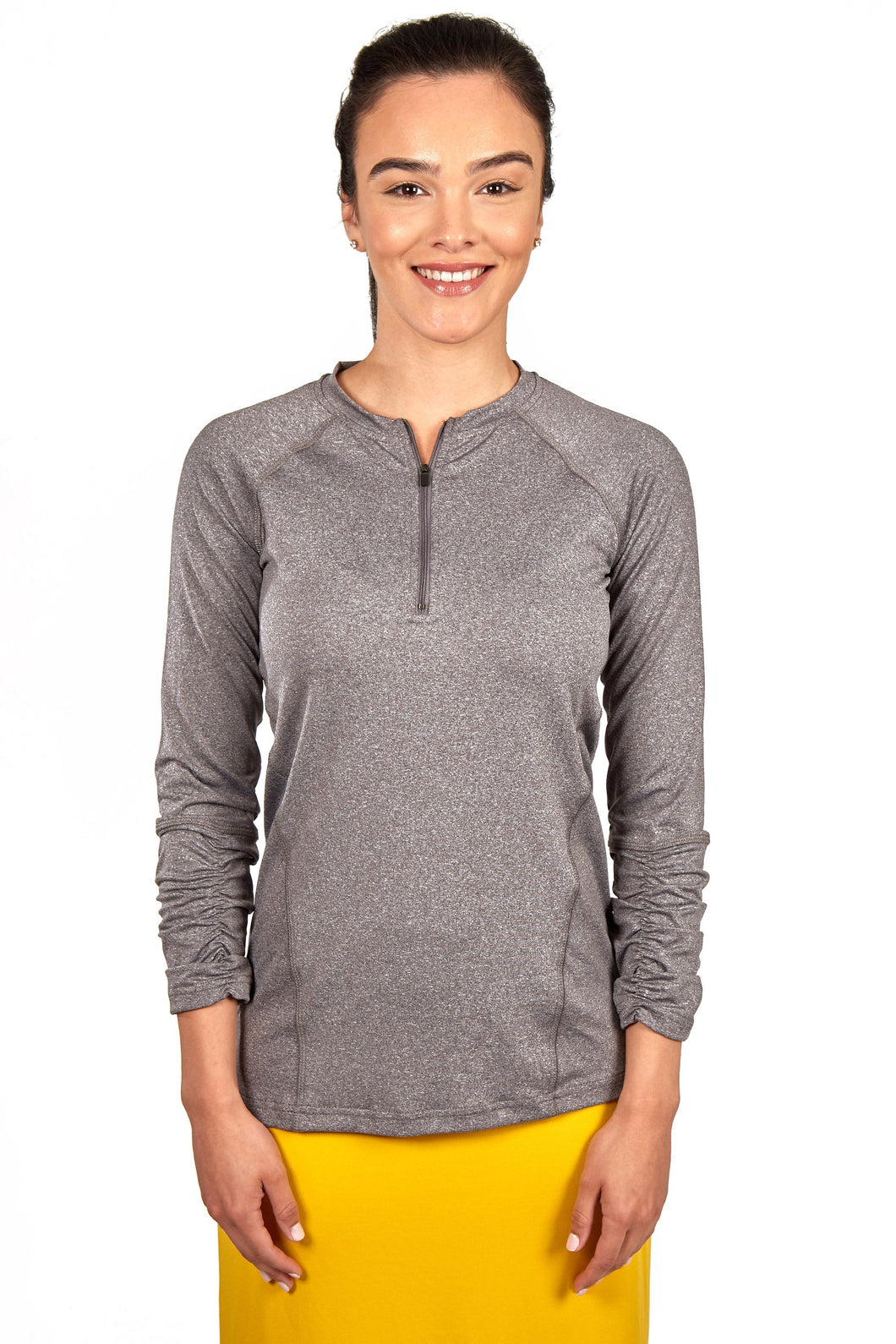 SNOGA ACTIVE TOP WITH ZIPPER HEATHER GREY