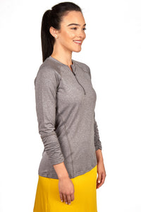 SNOGA ACTIVE TOP WITH ZIPPER HEATHER GREY