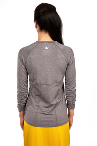 SNOGA ACTIVE TOP WITH ZIPPER HEATHER GREY