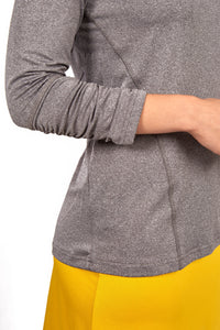 SNOGA ACTIVE TOP WITH ZIPPER HEATHER GREY