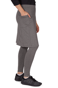 SNOGA ANKLE FIT 22” SKIRT LEGGING HEATHER GREY