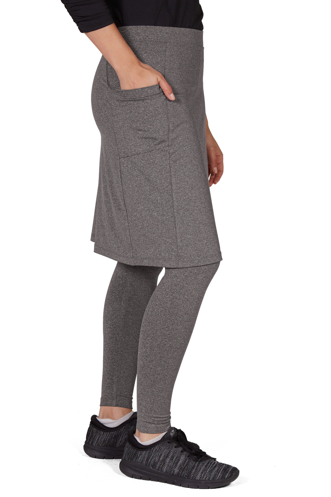 SNOGA ANKLE FIT 22” SKIRT LEGGING HEATHER GREY