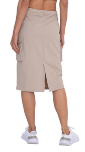 FREE MB ADJUSTABLE CARGO MIDI SKIRT KHAKI