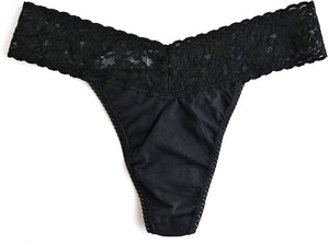 HANKY PANKY - COTTON ORIGINAL  RISE THONG WITH LACE 891801