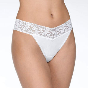 HANKY PANKY - COTTON ORIGINAL  RISE THONG WITH LACE 891801