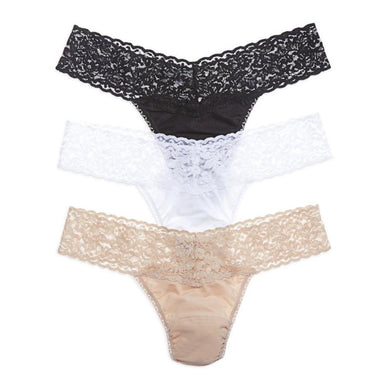HANKY PANKY - COTTON LOW RISE THONG WITH LACE 891581